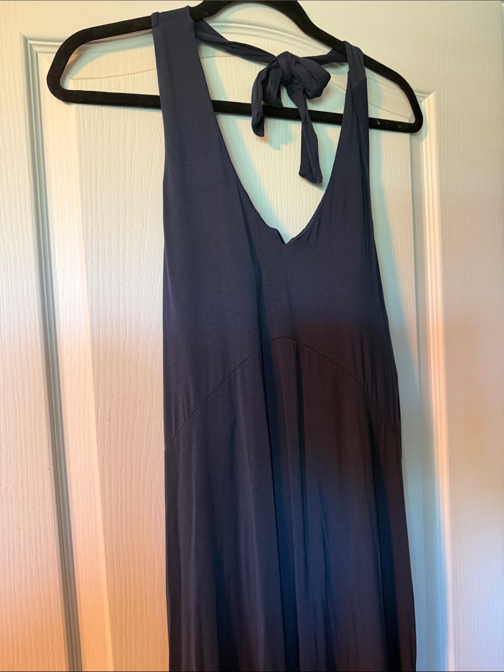 SheBird | The Harper Halter Midi Bra Dress in Navy Blue